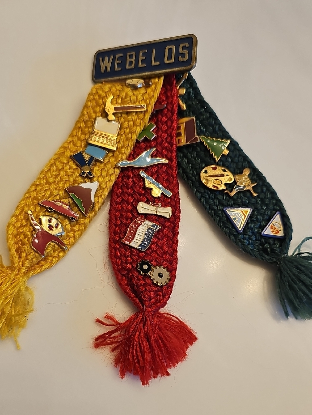 WEBELOS Kids Friendship Pin Trio - Yellow, Red, Green Badge Ribbons